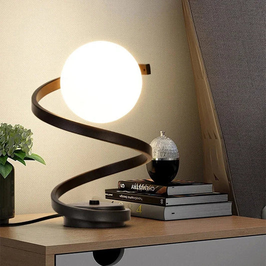 Modern Spiral Table Lamp with LED Bulb – Elegant Metal Design, 3 Lighting Modes for Soft Ambient Light 0
