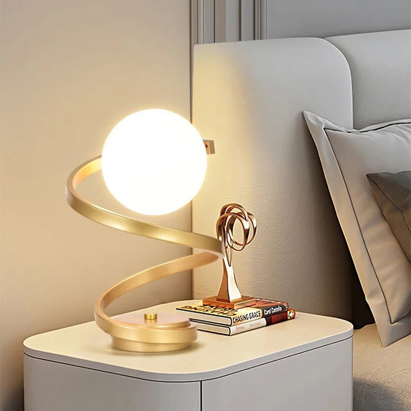 Modern Spiral Table Lamp with LED Bulb – Elegant Metal Design, 3 Lighting Modes for Soft Ambient Light 1